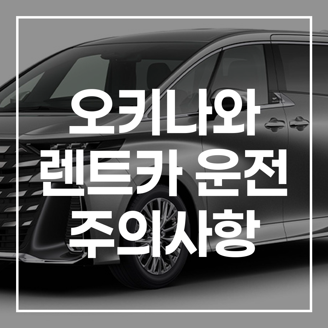 오키나와에서 렌터카 운전 시 유용한 팁을 보여주는 이미지