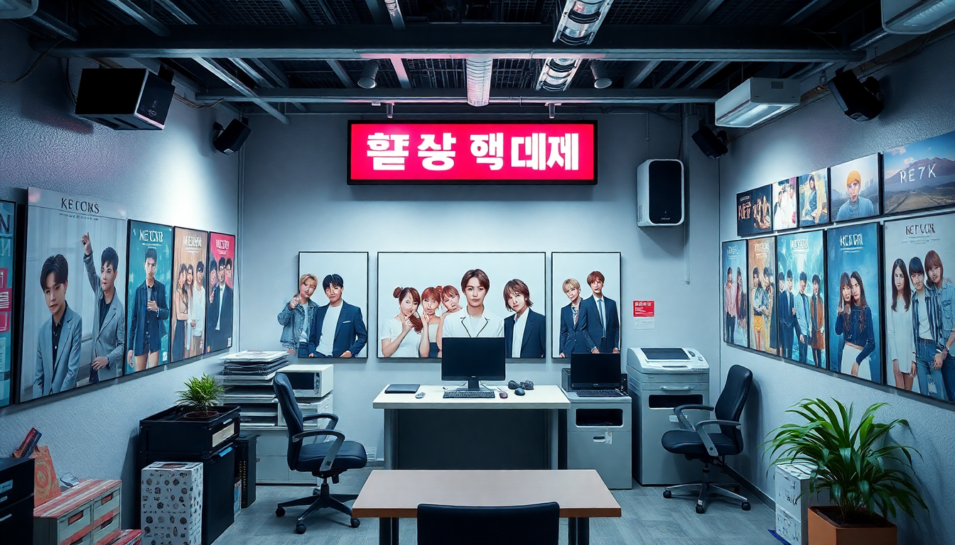 한한령 해제에 따른 엔터테인먼트 산업의 비즈니스 확장과 글로벌 팬덤을 보여주는 사무실 전경