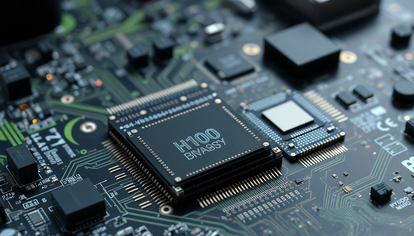 엔비디아 H100, AMD MI300X AI 칩과 CoWoS 기술이 적용된 정밀 반도체 패키징 모습