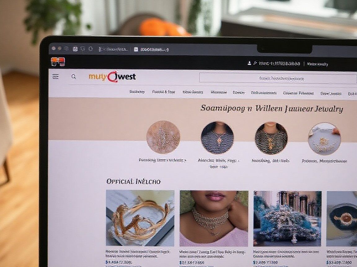 가정에서 편안하게 공식 브랜드 웹사이트를 통해 명품 주얼리를 온라인 쇼핑하는 여성의 이미지