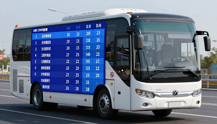 현대적인 전광판에 표시된 인터시티 버스의 시간표와 스케줄 이미지