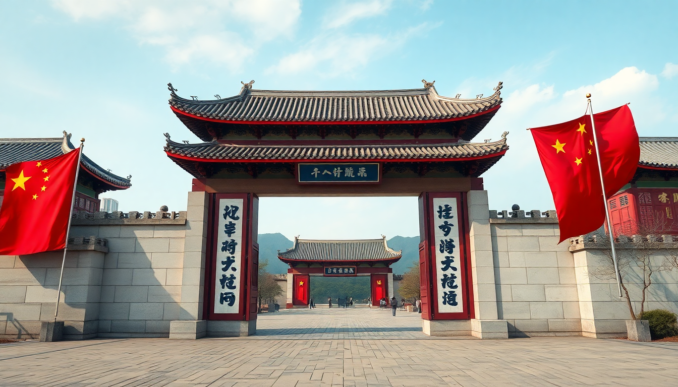 한중 문화 교류의 문이 열리는 상징적인 이미지