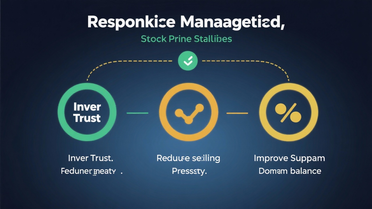 책임 경영과 주가 안정의 연결고리를 인포그래픽 스타일로 시각화한 이미지