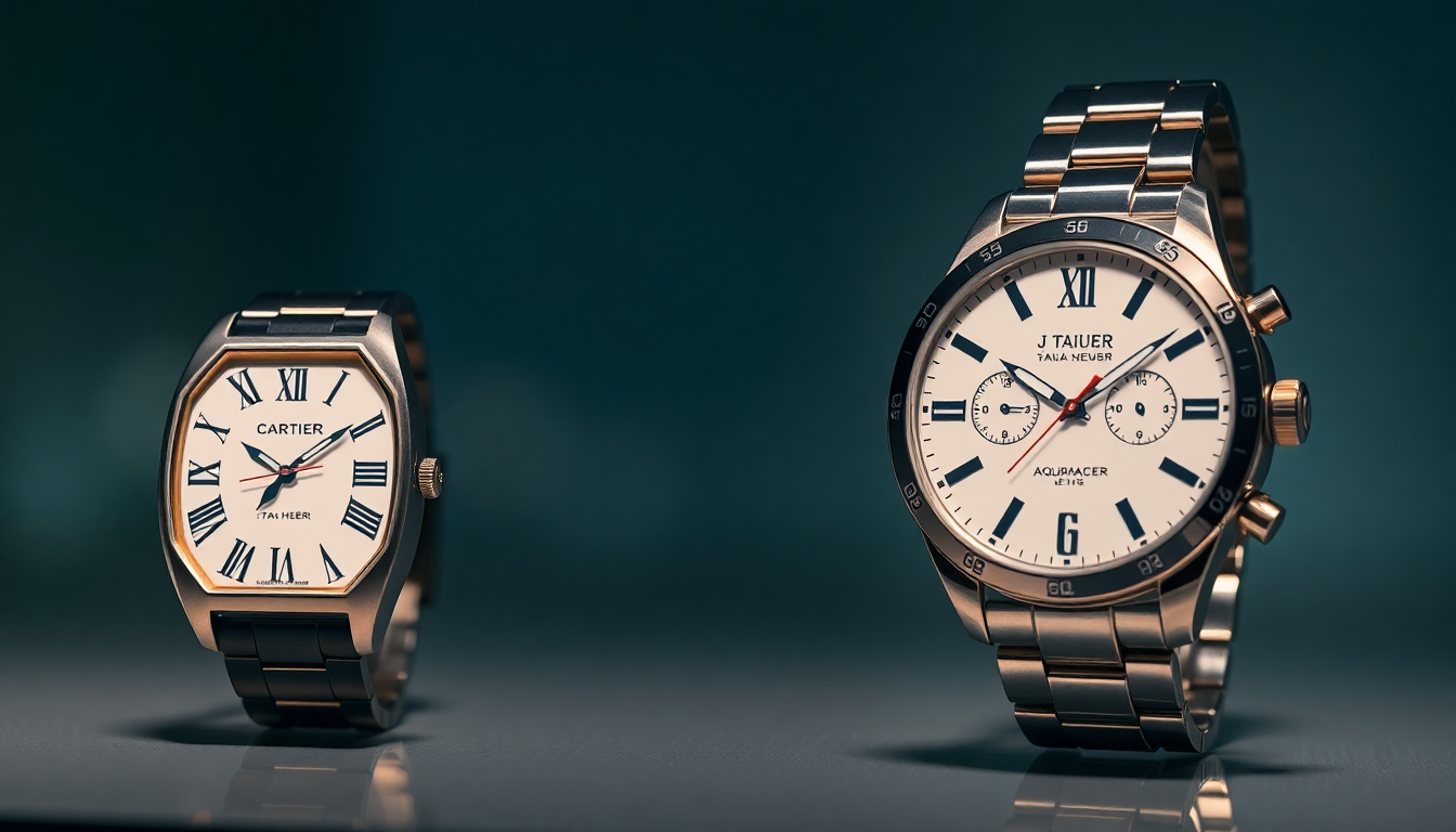 클래식한 디자인의 까르띠에 탱크 머스트 시계 클로즈업