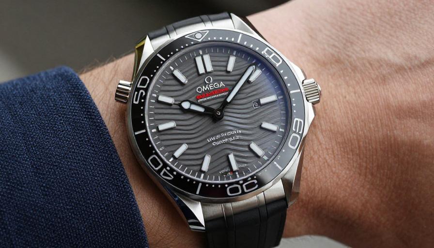 손목에 착용된 클래식한 디자인의 롤렉스 시계