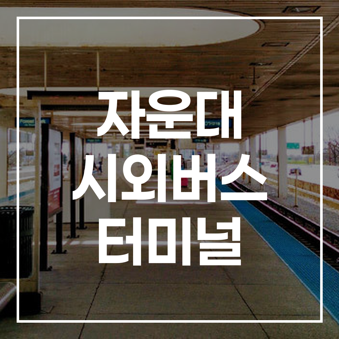 인터시티 버스 터미널의 예약 가이드, 버스 시간표, 터미널 정보와 인근 식당 및 주차장 정보를 보여주는 이미지