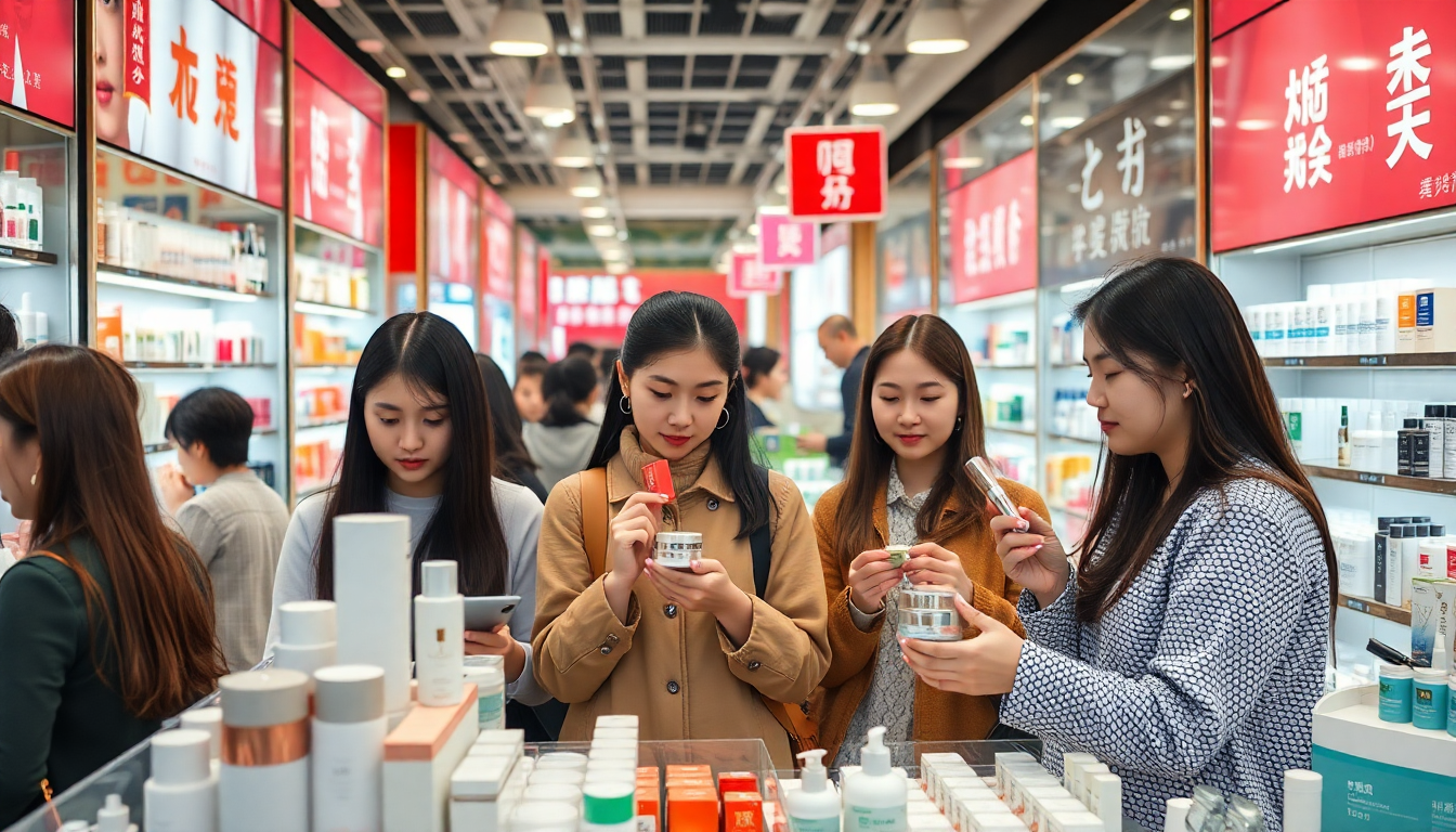거대한 중국 화장품 시장과 다양한 소비자들이 프리미엄 제품에 관심을 보이는 모습