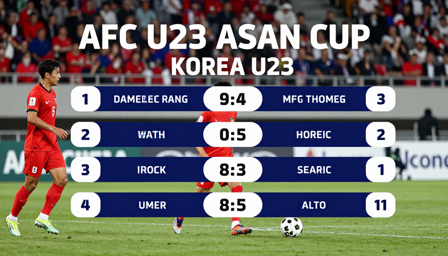 AFC U23 아시안컵 준결승에서 한국 U23 축구팀의 전략을 시각화한 이미지, 경기 중 팀이 공격과 수비를 조율하는 장면 포함