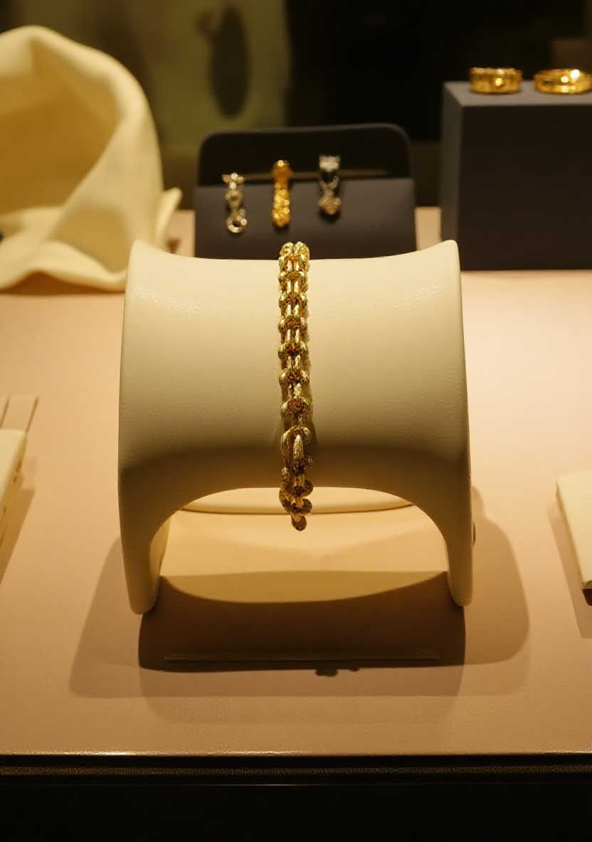 고급스러운 명품 주얼리가 진열된 백화점 내부의 밝고 환영하는 분위기의 이미지