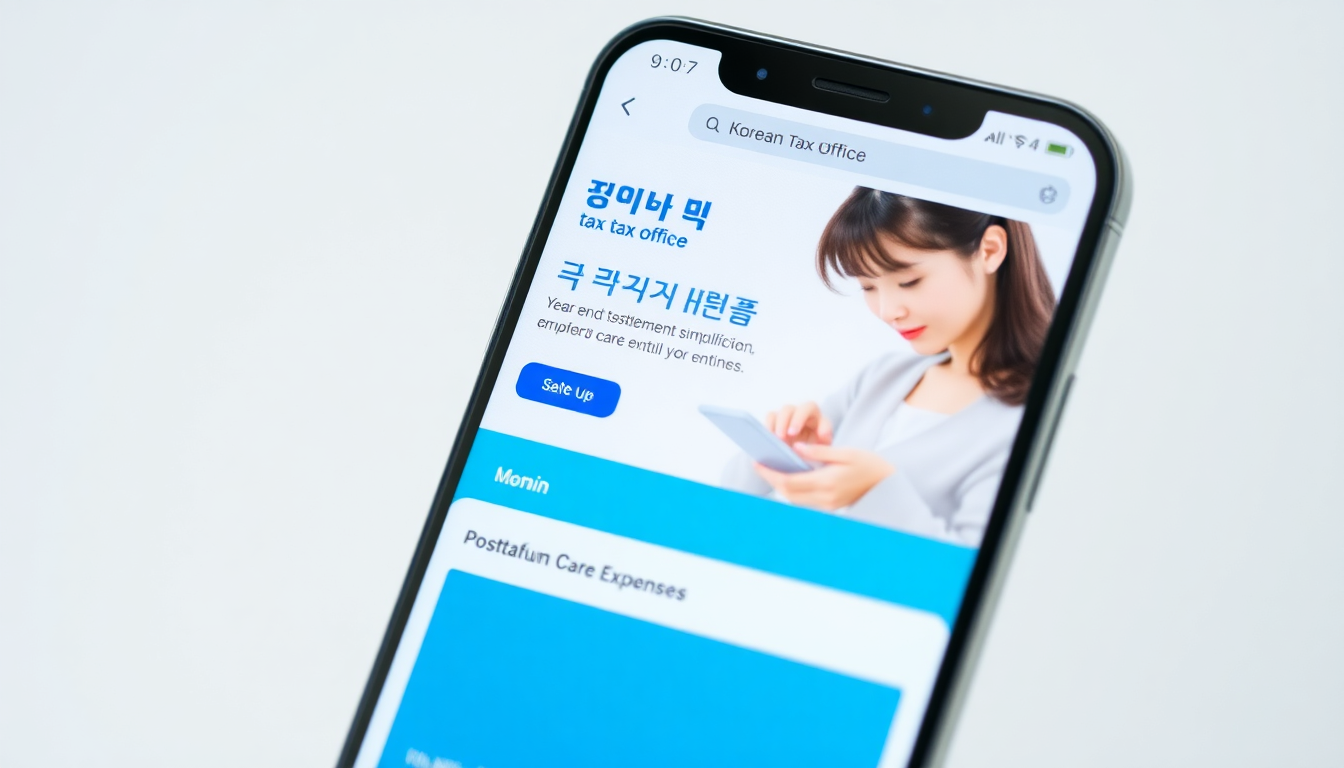 연말정산 간소화 서비스에서 산후조리원 비용을 확인하는 엄마의 스마트폰 화면