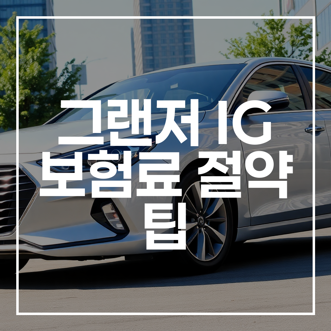 도시 배경에 은색 그랜저 IG 차량이 서 있는 모습