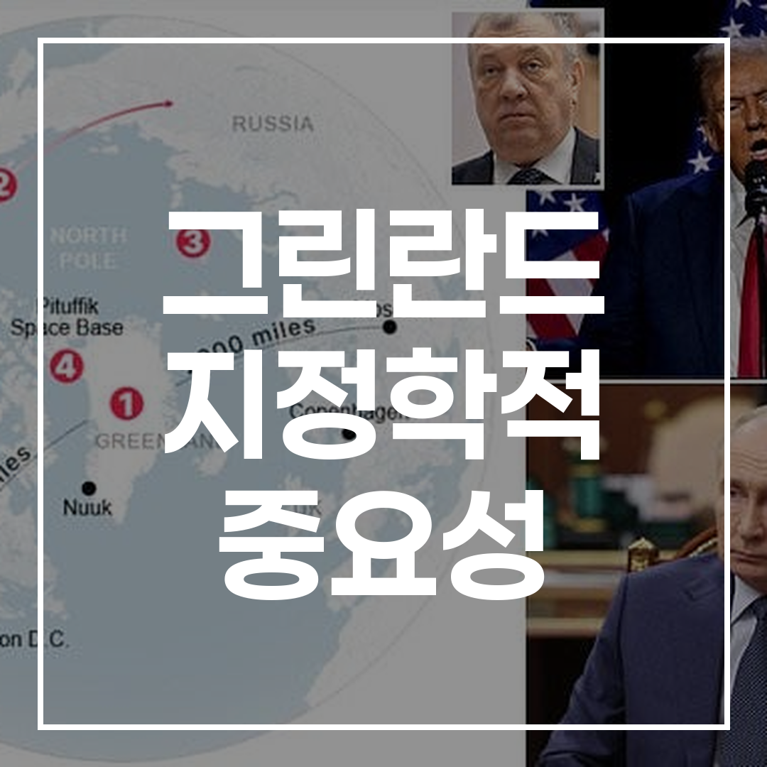 그린란드의 지정학적 중요성을 나타내는 지도와 빙산