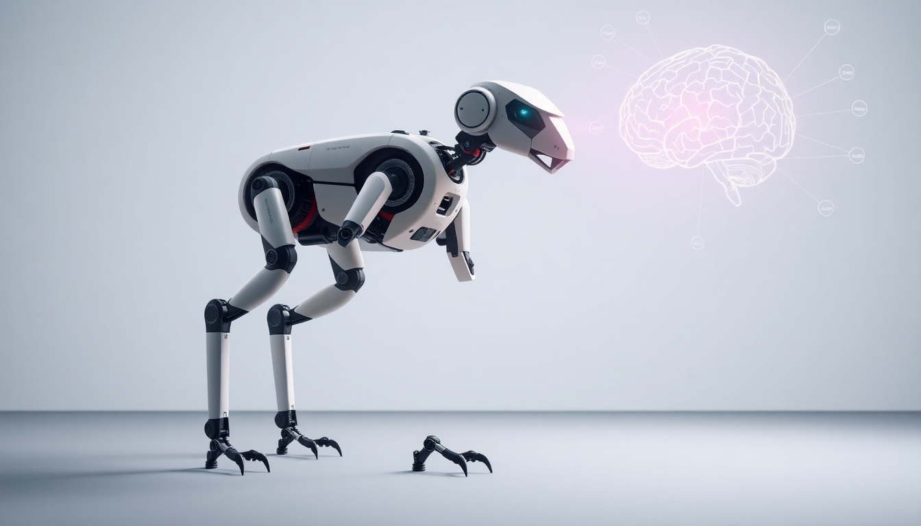 Boston Dynamics의 Atlas 로봇과 Google DeepMind Gemini AI의 결합을 상징하는 복합 임무 수행 모습의 고화질 이미지