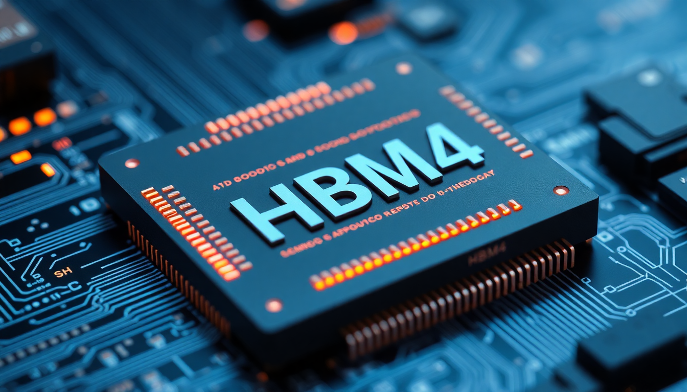 최첨단 AI 반도체 HBM4 기술을 실감나게 표현한 고화질 이미지