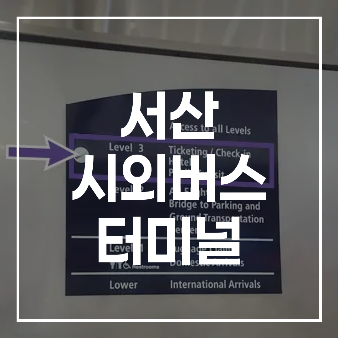인터시티 버스 터미널 예약 안내와 터미널 입구 전경이 보이는 이미지