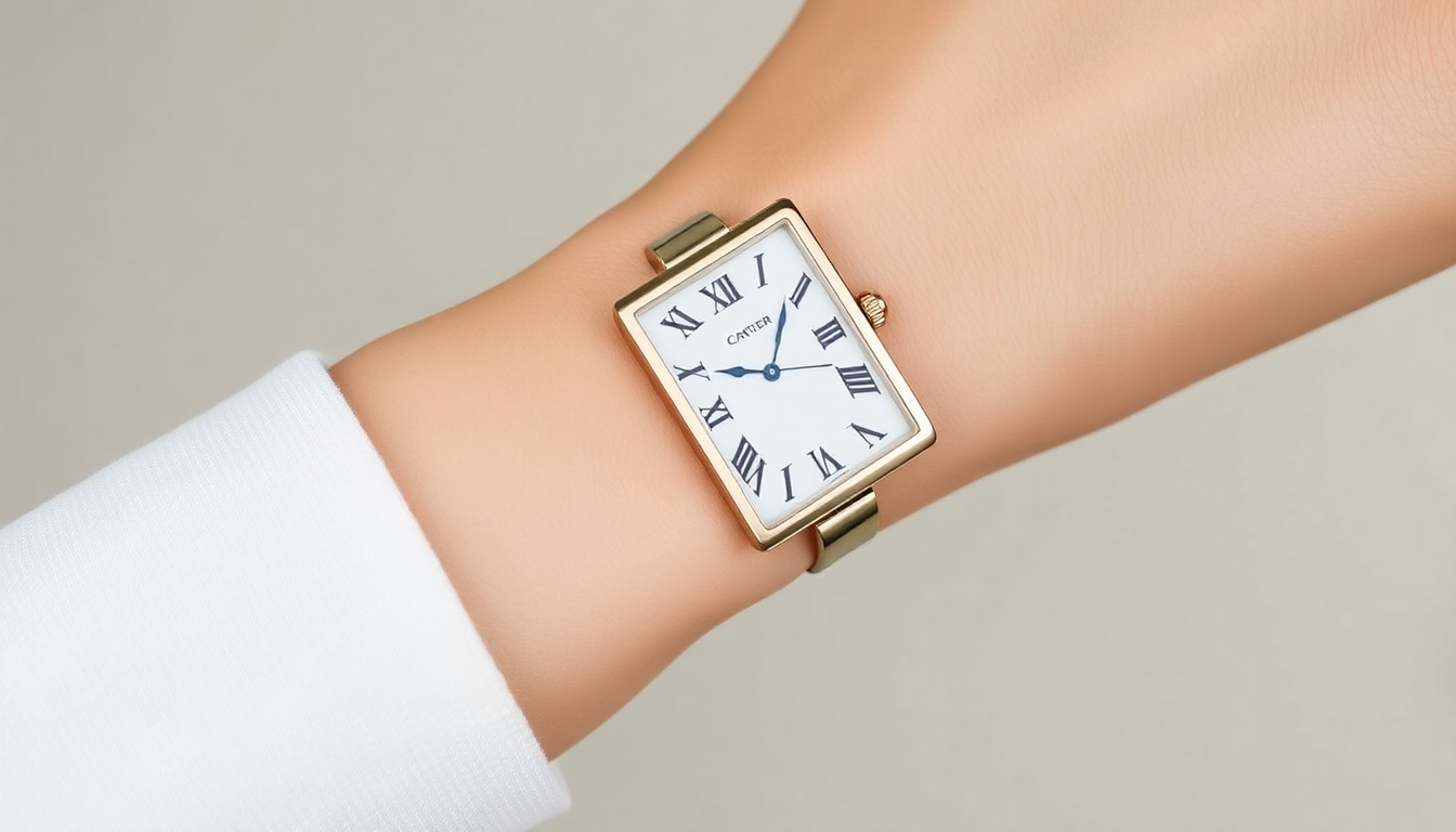 까르띠에 탱크 시계와 롤렉스 데이트저스트 시계 비교 이미지