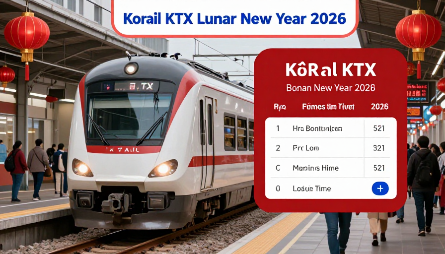 2026년 설 명절 코레일 KTX 예매 일정을 안내하는 기차 이미지