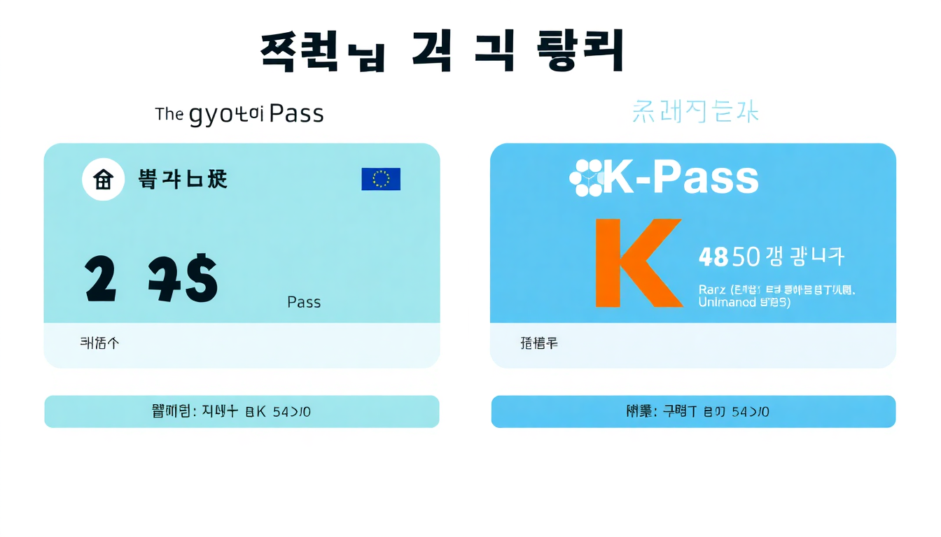 더 경기패스와 K-패스의 주요 차이점을 시각적으로 비교하는 인포그래픽