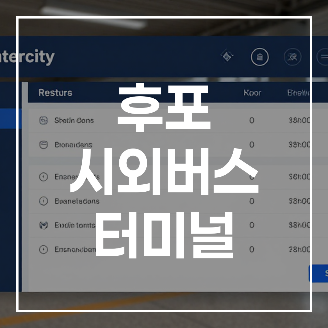 인터시티 버스 터미널 예약 및 시간표 인터페이스 화면