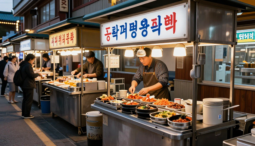 시외버스 터미널 근처에서 판매되는 한국 전통 길거리 음식들