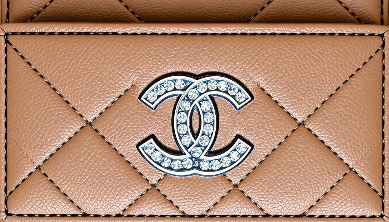 샤넬 클래식 카드 홀더, 다이아몬드 퀼팅과 빛나는 CC 로고가 돋보이는 우아한 실사 사진