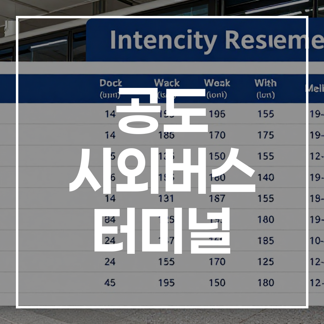 인터시티 버스 터미널 예약 및 시간표를 보여주는 이미지