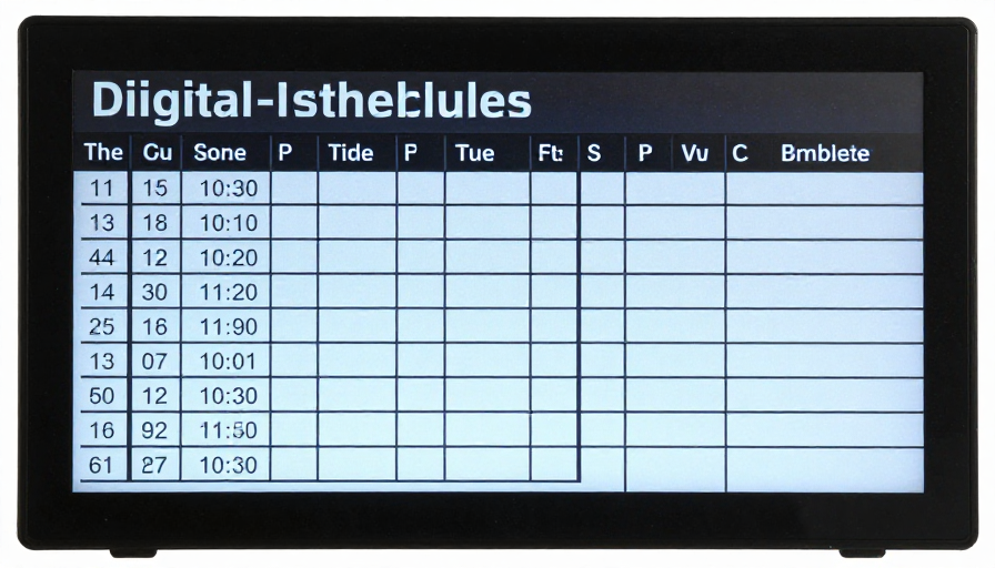 디지털 방식으로 버스 시간표가 표시된 전광판 화면